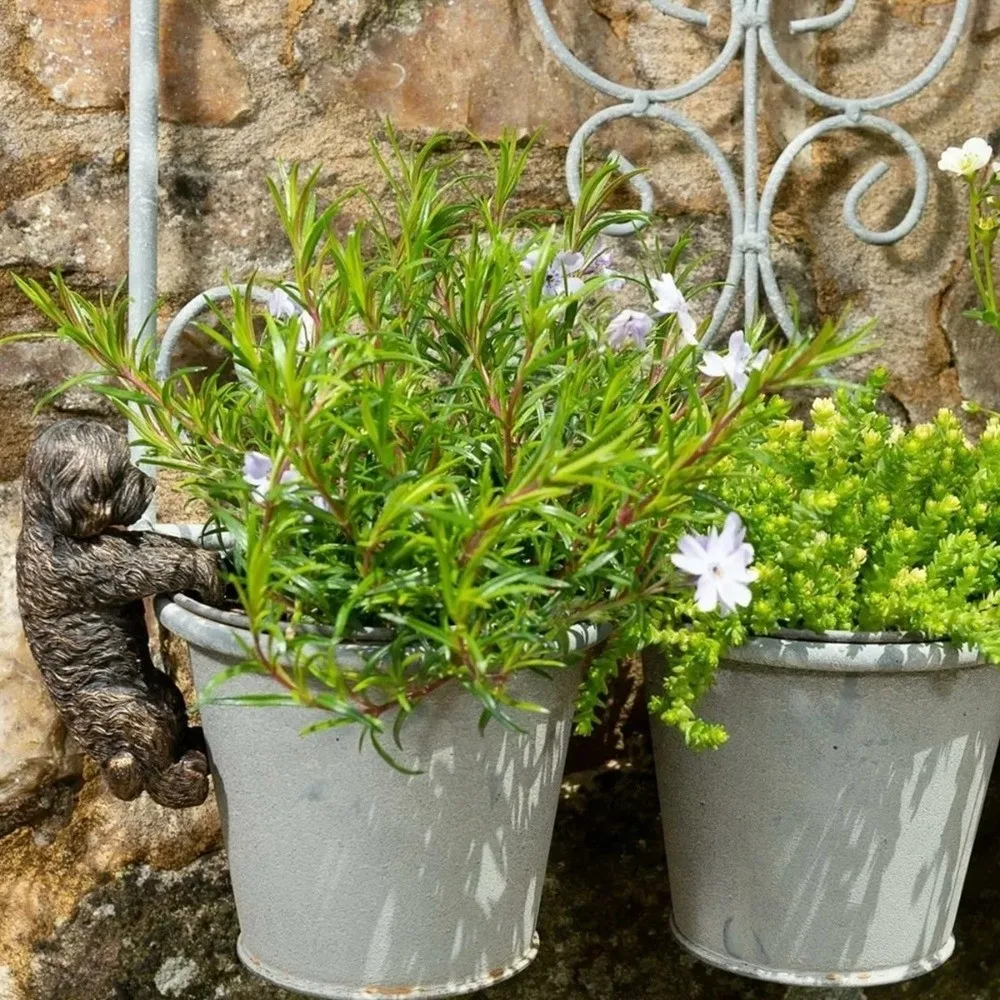 Potted Plant Partner Bronze Gecko Garden Decoration Hanging Decor Gecko Puppy Resin Ornament Pot Buddies Dog