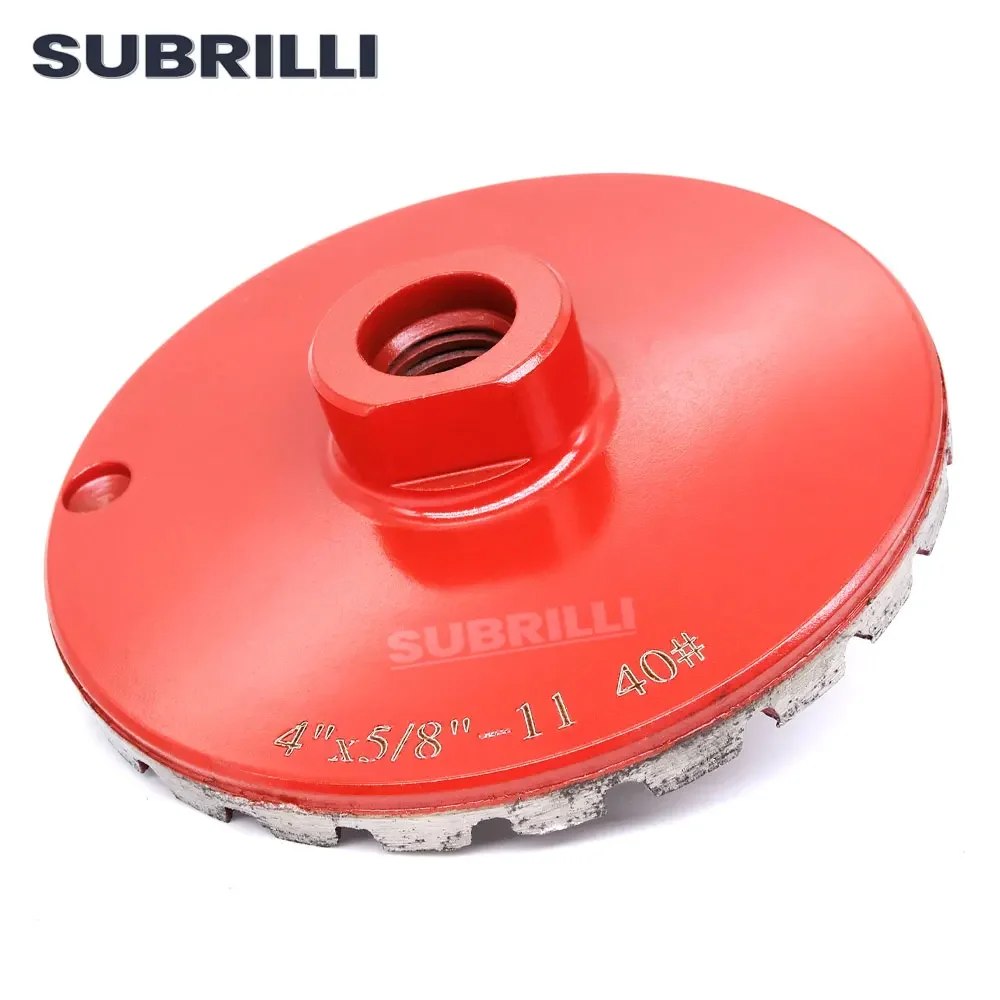 SUBRILLI-muela de segmento de diamante de 4 ", llanta Turbo, rueda de copa ondulada, grano 40 abrasivo para piedra, granito, mármol, tallado de hormigón
