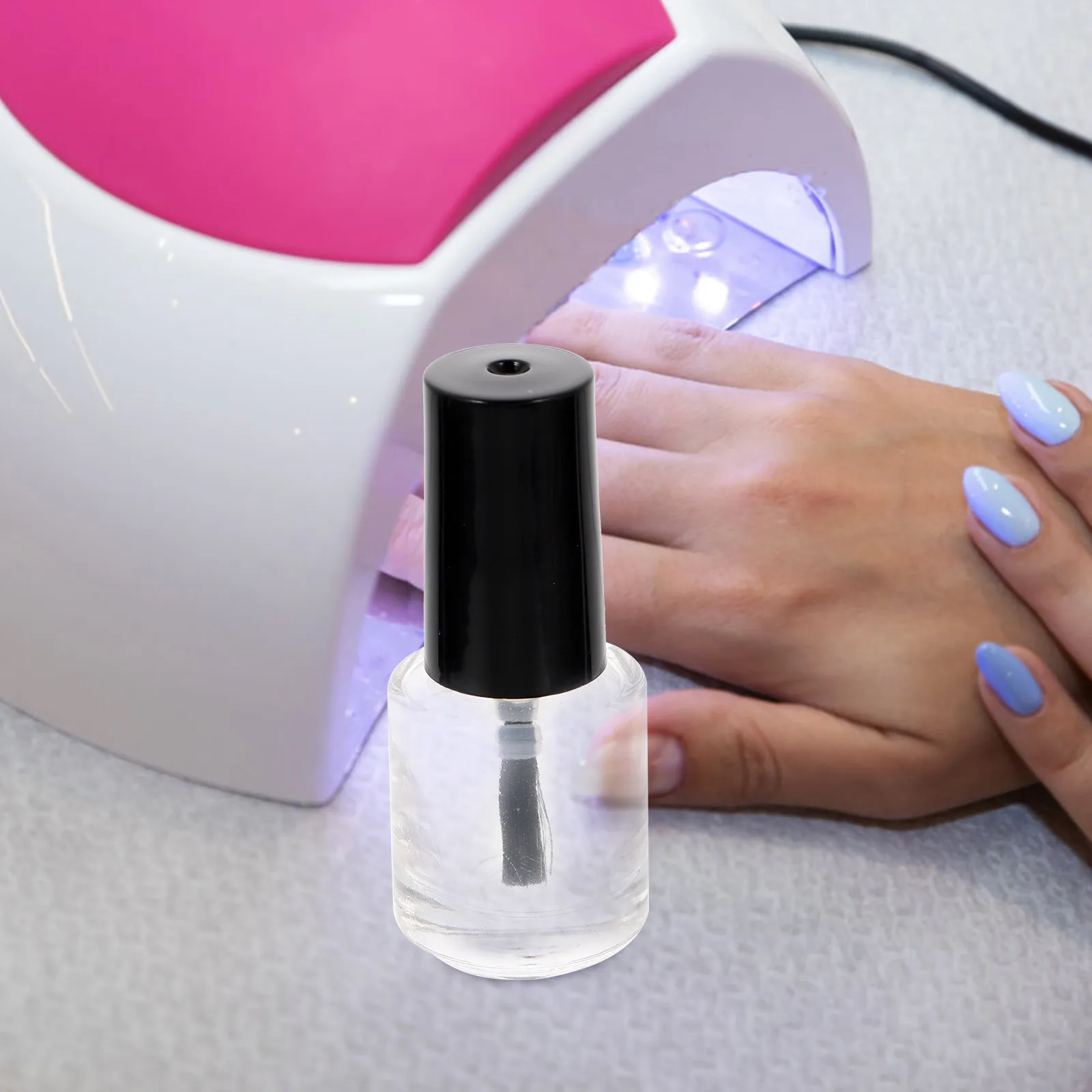 

20Pcs Transparent Glass Nail Polish Bottle with Brush Black Cap DIY Empty Container for Repackaging Liquid Flat Sided