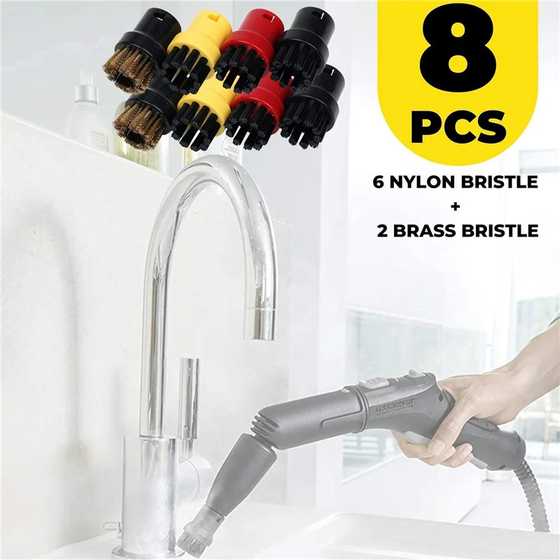 ABZA-24Pcs فرشاة سلك نايلون + نحاس، فوهات تنظيف البخار لمنظف البخار Karcher SC1 SC2 SC3 SC4 SC5 SC7 CTK1
