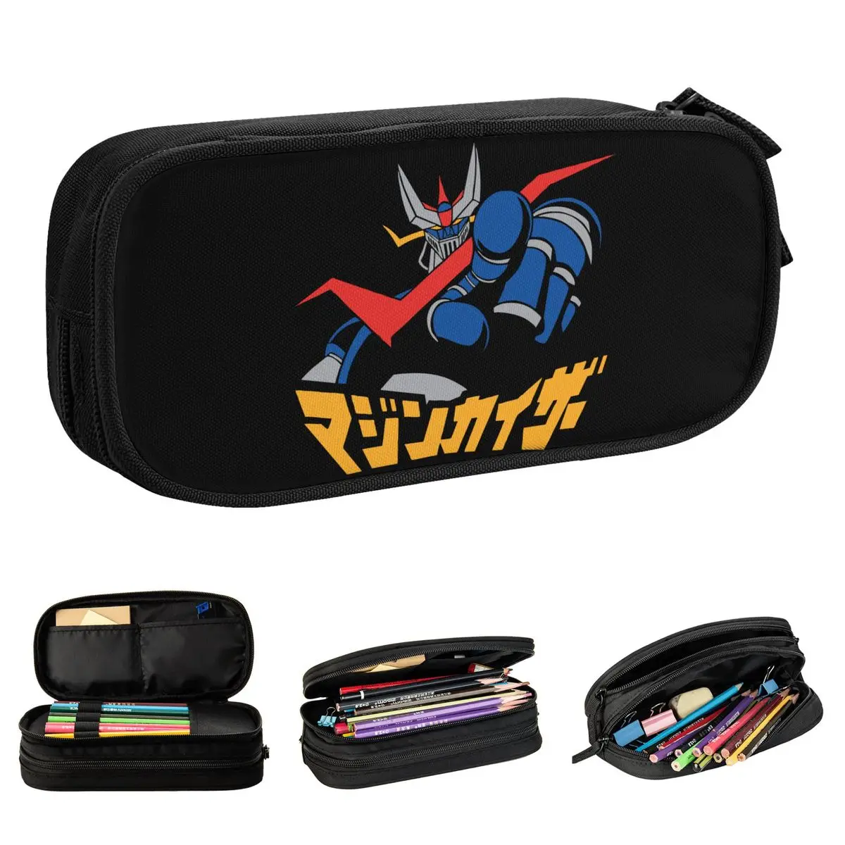 Große Mazinger Z Finger Bleistift Fall Krieger Roboter Streetwear Harajuku Pencil cases Stift große Kapazität Tasche Schul bedarf Briefpapier