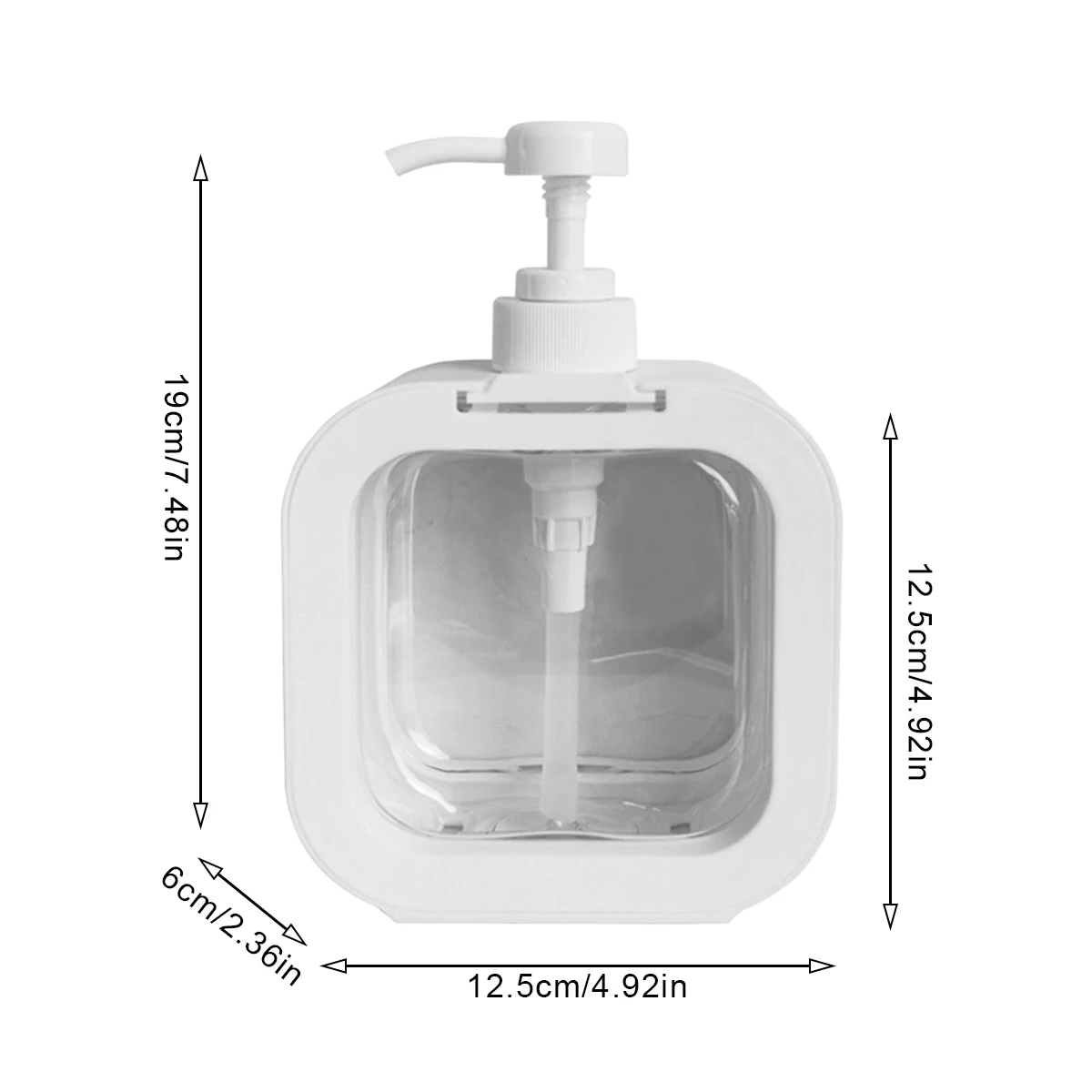 Ins Dispenser di sapone trasparente bianco di grande capacità/flacone vuoto quadrato da 500ML per disinfettante per le mani cosmetici Shampoo