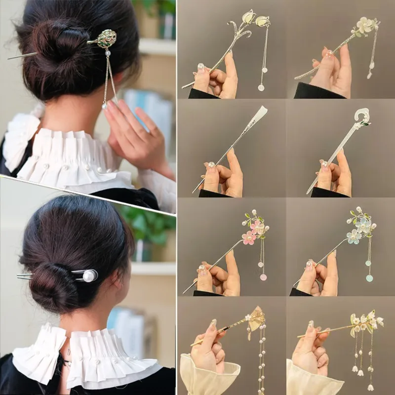 New Chinese style hairpin, coiled hair hairpin, Chinese style women's step shaking headpiece, tassel hair accessory