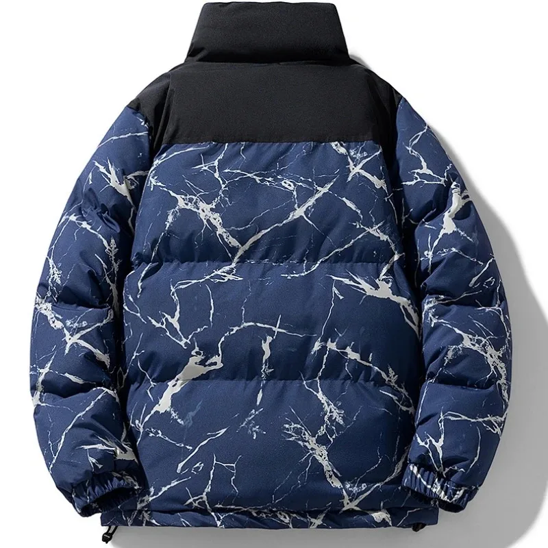 Jaket katun baru musim dingin untuk pria, jaket katun tebal untuk pria dengan kerah tegak, jaket berlapis tebal, pakaian musim dingin modis untuk pria.