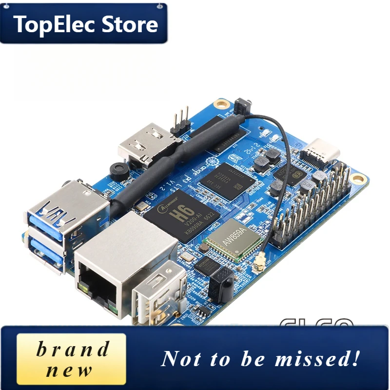 TopElec Orange Pi 3 LTS 2GB RAM 8GB EMMC Flash DDR3 Mini PC Allwinner H6 WiFi+BT5.0 Single Board Computer,Run Android 9.0/Ubuntu