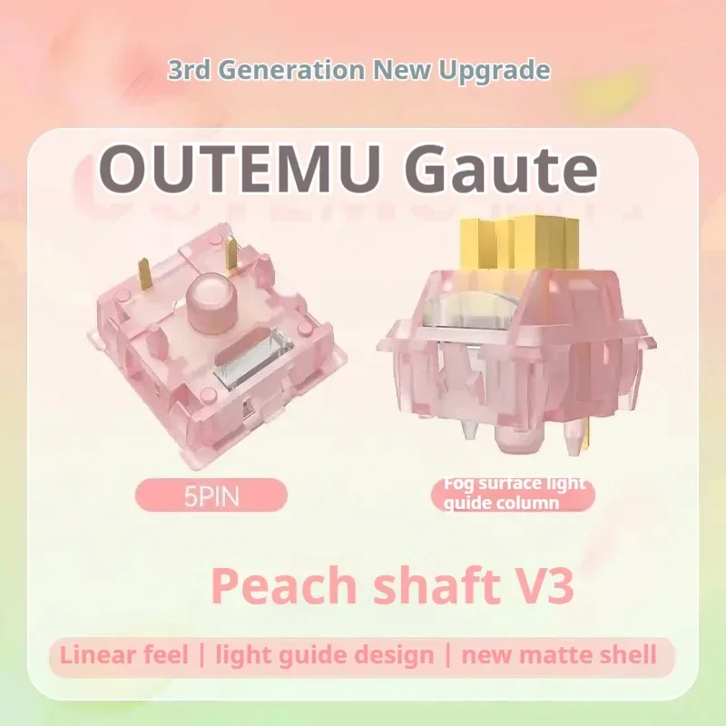 Imagem -04 - Outemu-silencioso Pêssego v2 v3 Interruptor Lubed Silencioso Limão v2 Interruptores Tátil Linear 5pin Parágrafo Eixo Hot Swap Interruptor de Teclado Diy