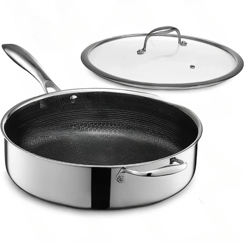 Hybrid Deep Sauté Pan and Lid, Nonstick 5.5 Qt, Dishwasher and Oven Safe