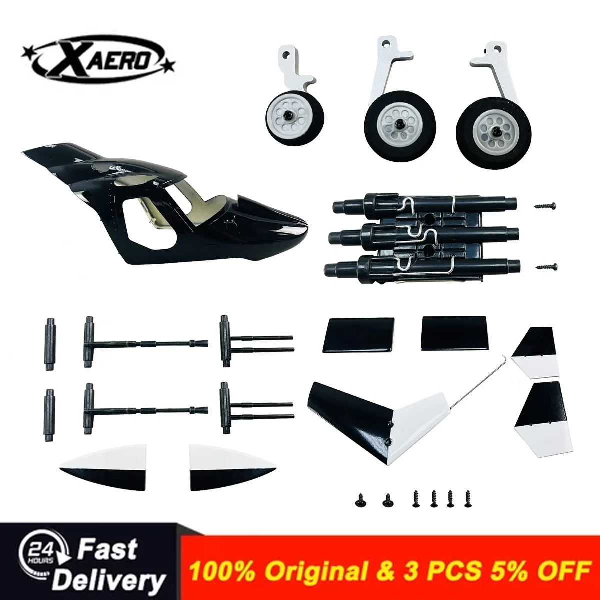Roban 470 Airwolf Fuselage Spare Parts - Nose Cover Window Tail Landing Gear Wood Spacers Replacement