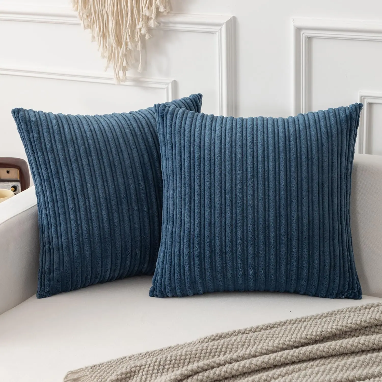 

Kevin Textile Throw Pillow Covers Soft Corduroy Decorative Set Of 2 Boho Striped Pillow Covers Pillowcases Farmhouse Home Decor