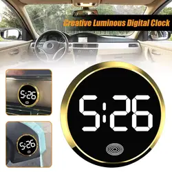 LED fashion auto interior electronic clock ABS touch type circular luminous watch car console decoration accessories