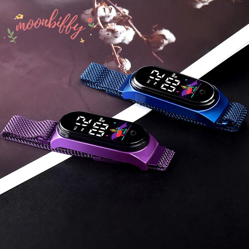 Luxury Digital Watch Women Rose Gold Electronic LED Wristwatch Metal Strap Fashion Luminous Ladies Watch Bracelet Montre Femmes