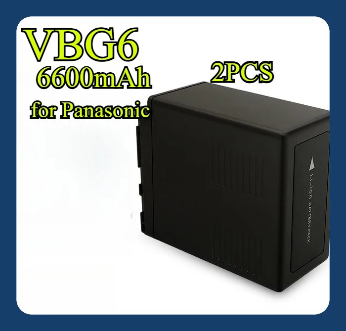 2 шт., 6600 мАч, VBG6 аккумулятор для Panasonic AG-HMC73MC/AC160/HDC-MDH1, литий-ионный аккумулятор сверхвысокой емкости для профессиональной видеокамеры