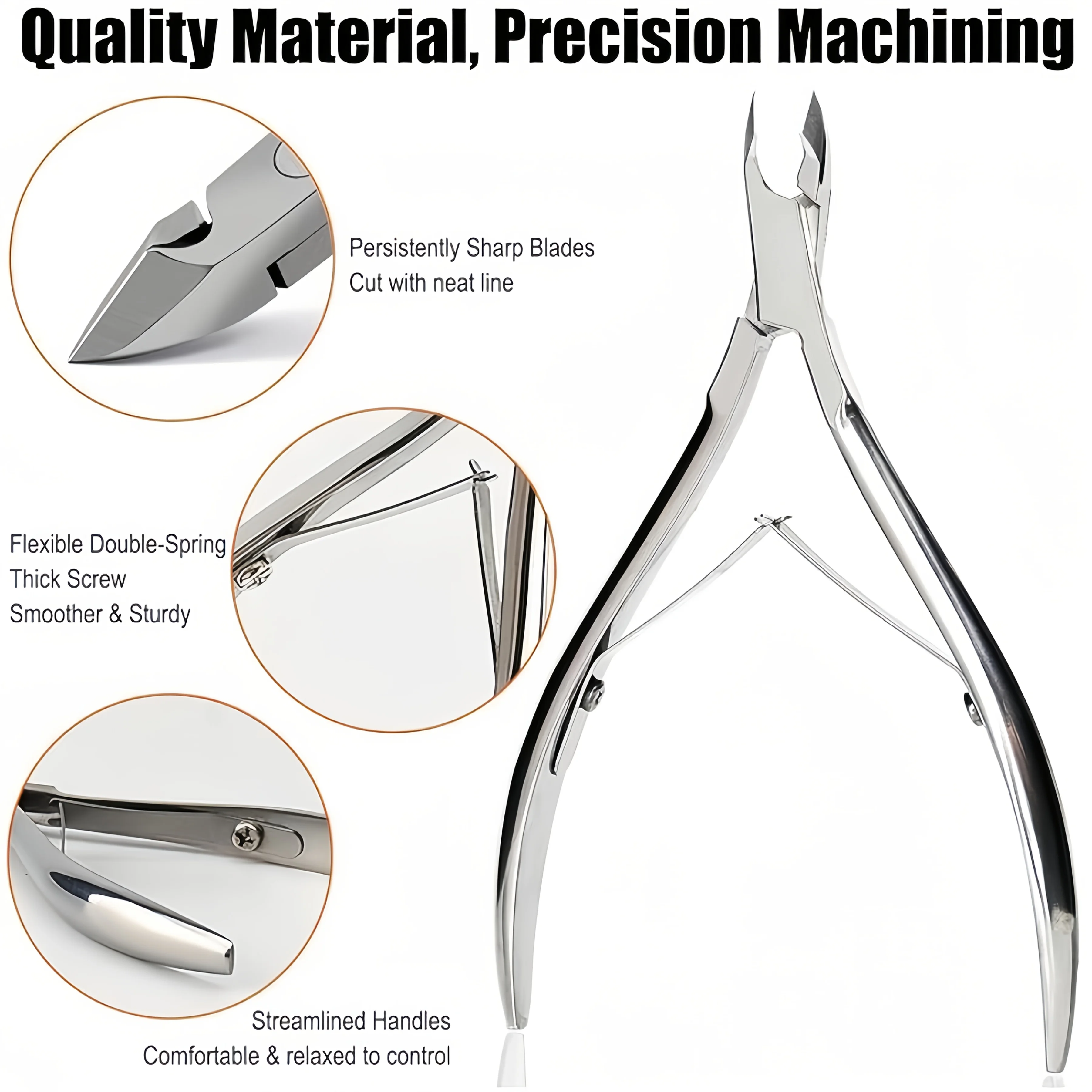 Outil pour ongles incarnés en acier inoxydable, tondeuse multifonction, outil pour ongles ngrown, avec poussoir en acier, coupe-cuticules de précision 4 pièces