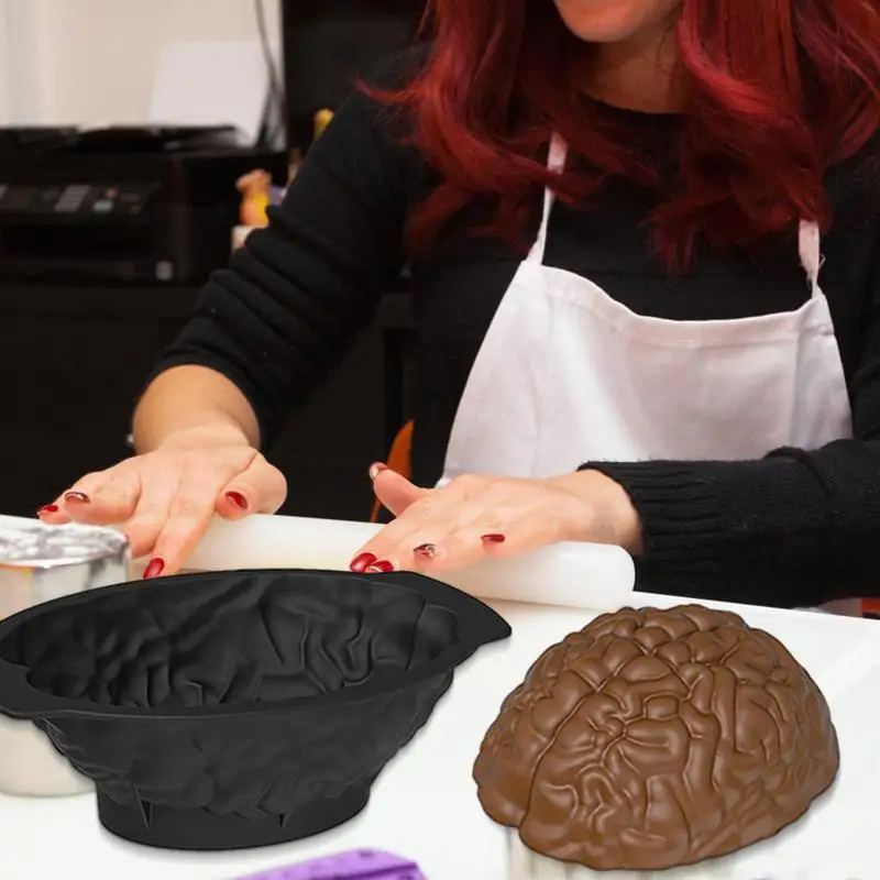 DIY Silicone Human Brain Cake Mold, 3D Brain Model Decoration, Baking Tools Christmas Creative Party Cake Decor