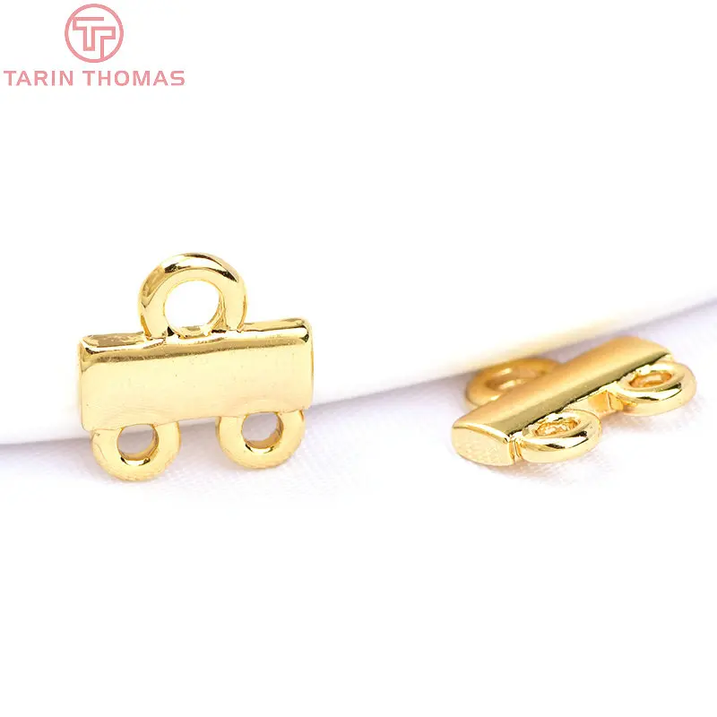 (6341) 10PCS 24K Gold Color Brass 2 Holes 3 Holes Connector Clasp Charms Connector High Quality Diy Jewelry Accessories