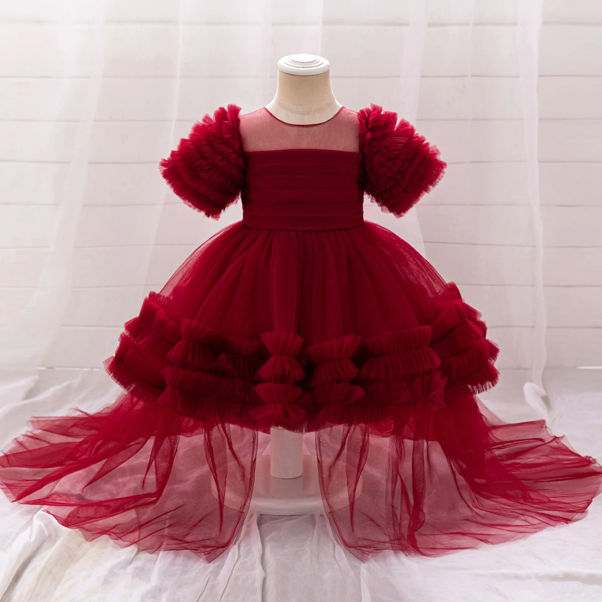 

Stunning Baby Toddler Sequined High-Low Flower Girl 1st Birthday Party Christmas Holiday Photography Dress