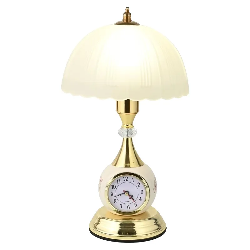 

Table lamp bedside bedroom light luxury high-end feeling with silent clock lamp 2024 new master bedroom bedside table