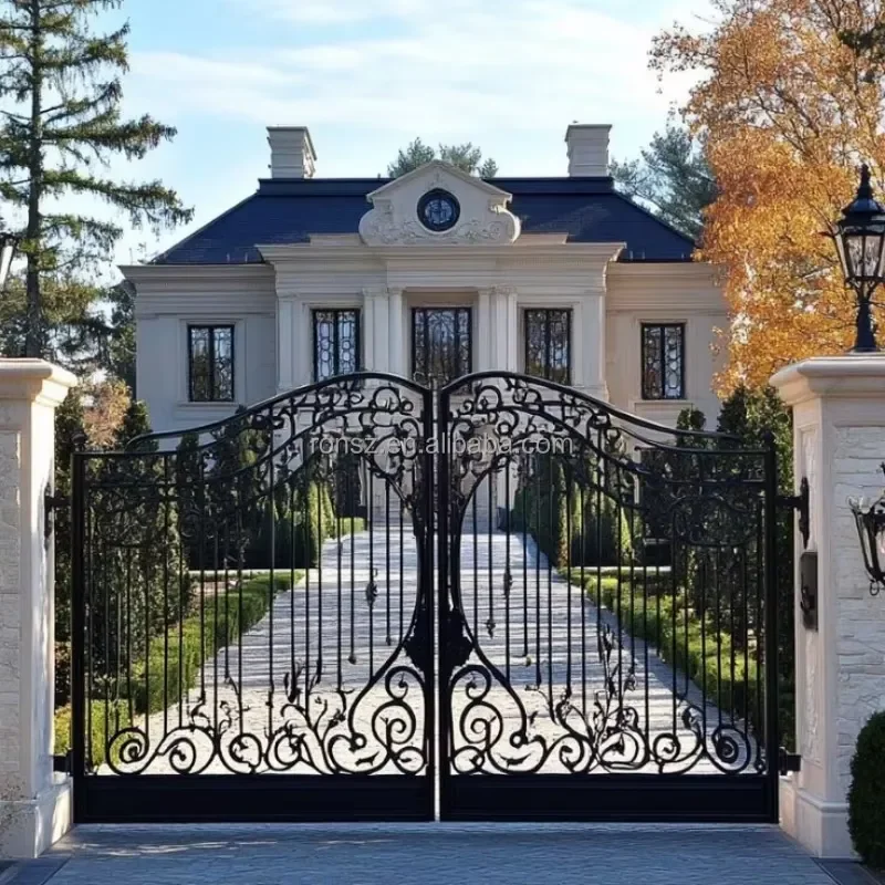 Villa Security Gate Wrought Iron With Ornamental Elements Combines Aesthetics With Maximum Protection