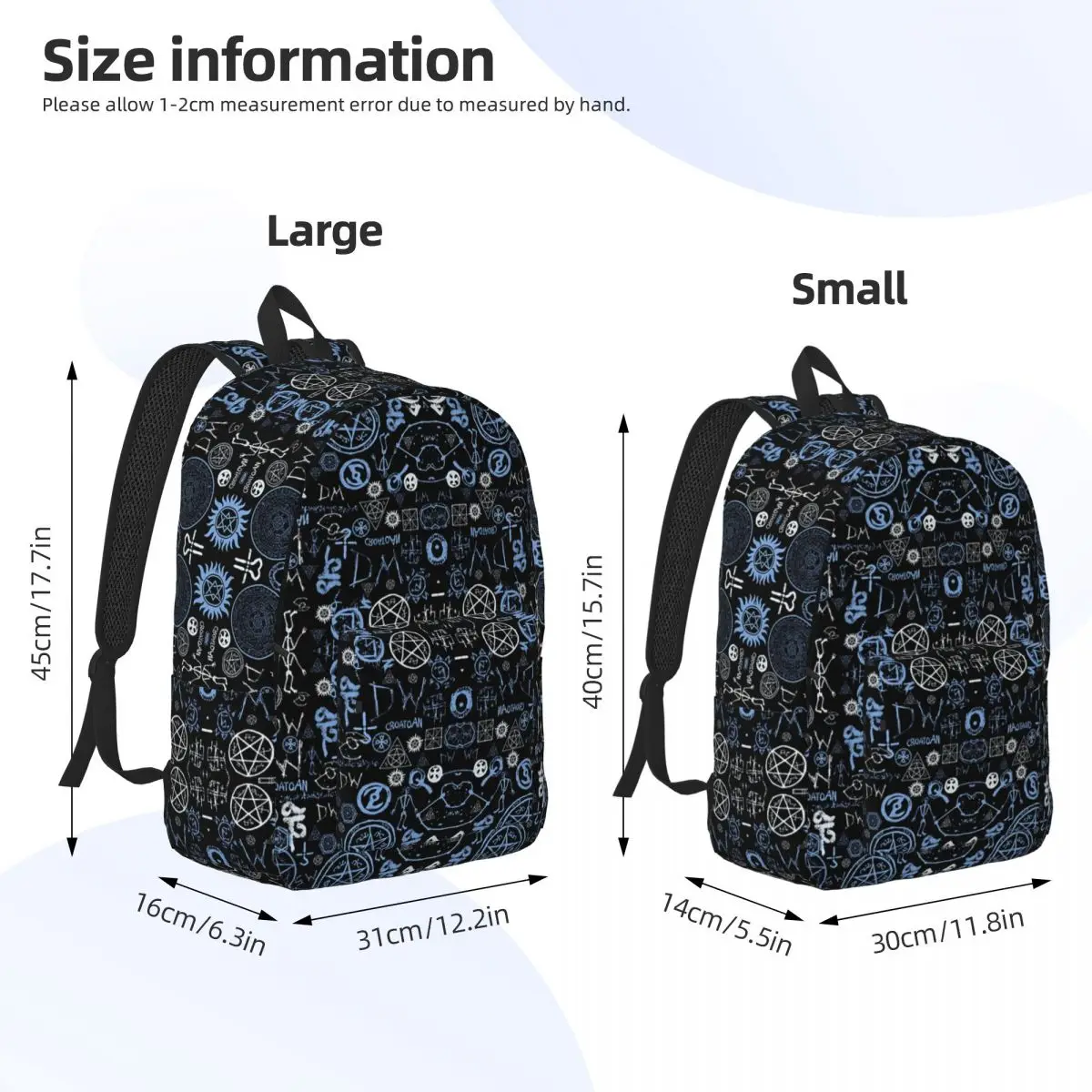 Supernatural Symbols Backpack for Men Women Casual Student Hiking Travel Daypack Laptop Computer Shoulder Bag Gift