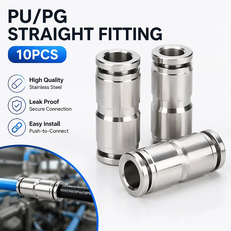 304 Stainless Steel Double Ferrule Quick Twist Through Board Fitting Straight Connector PU Hose To Hard Tube Pneumatic