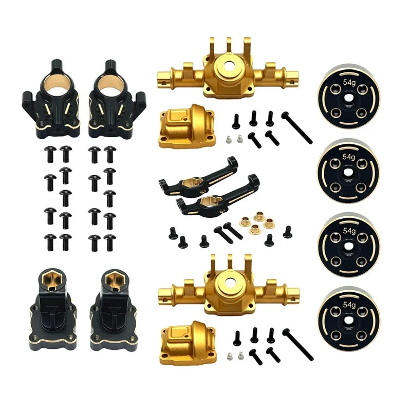 Fit for MJX 1/18 H18P RC Car Metal Upgrade Parts Set, Featuring Axle Housing, Counterweight, Front Rear Steering Knuckle & C-Hub
