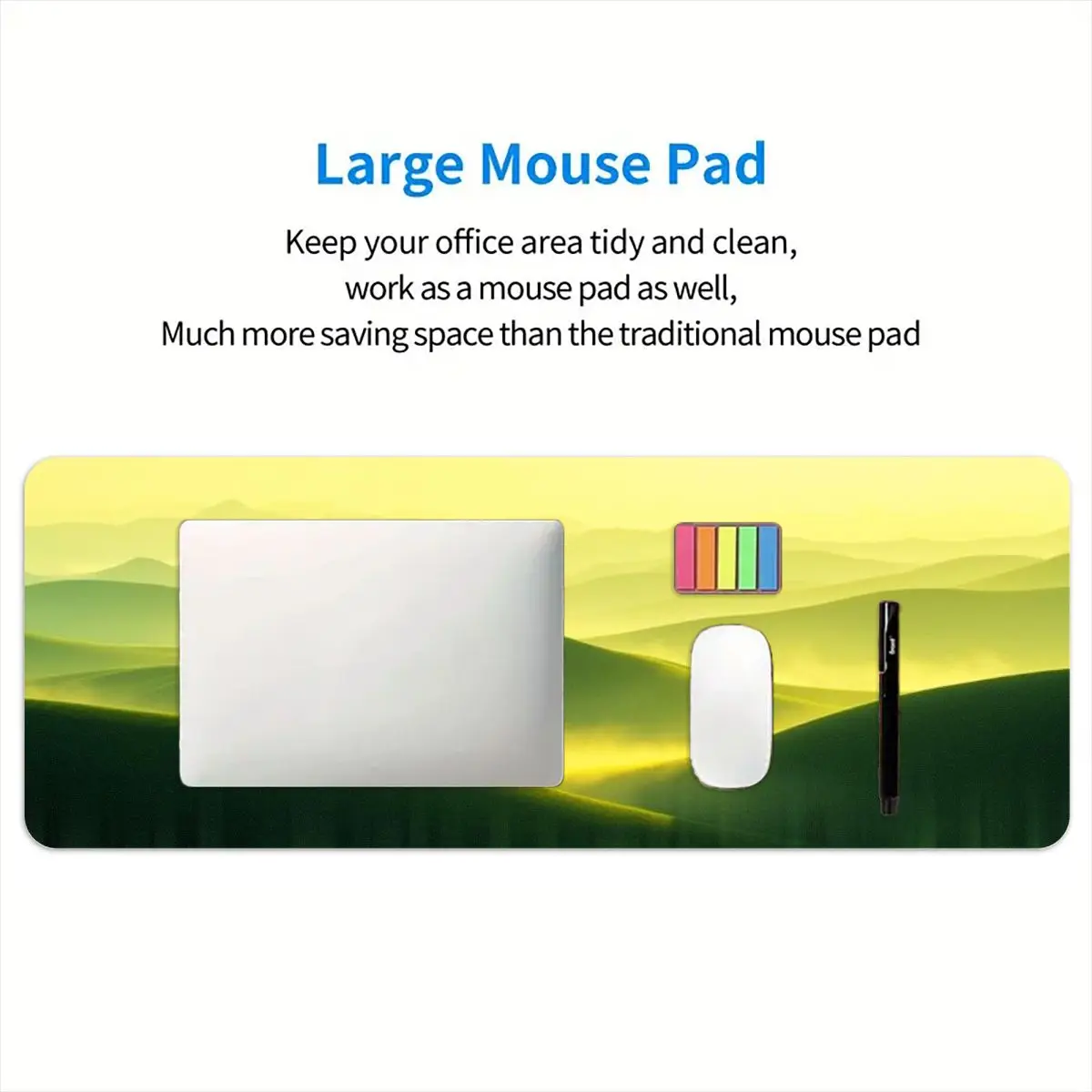 قطعة واحدة من لوحة الماوس كبيرة جدًا بطابع المناظر الطبيعية، 31.5 × 11.8 بوصة، قاعدة مضادة للانزلاق، مثالية للألعاب والاستخدام المكتبي. #5