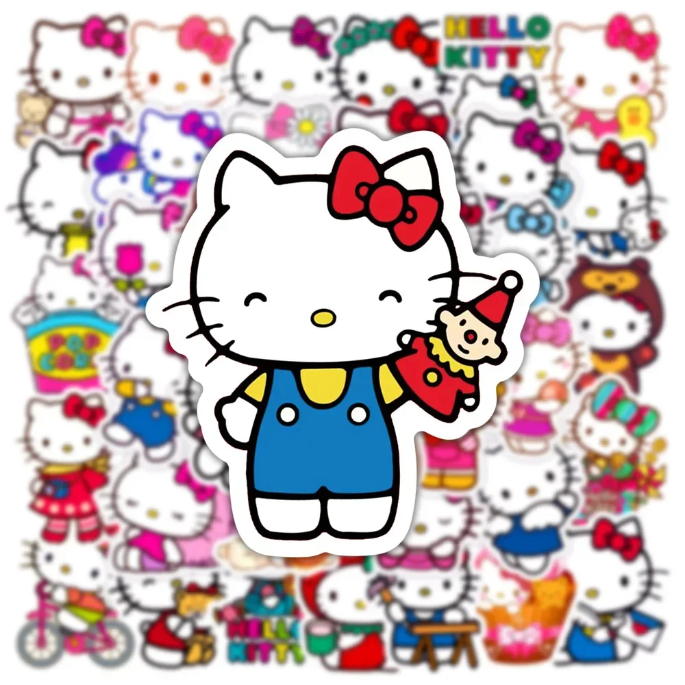 10/25/50 adet sevimli karikatür Hello Kitty çıkartmalar kaykay bisiklet gitar dizüstü Scrapbooking vinil su geçirmez etiket çocuk oyuncakları