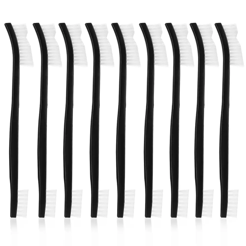 

Double-Ended Nylon Cleaning Brushes, Set of 9, Black & White, Plastic Handles, Ideal for All Kinds of Small Objects