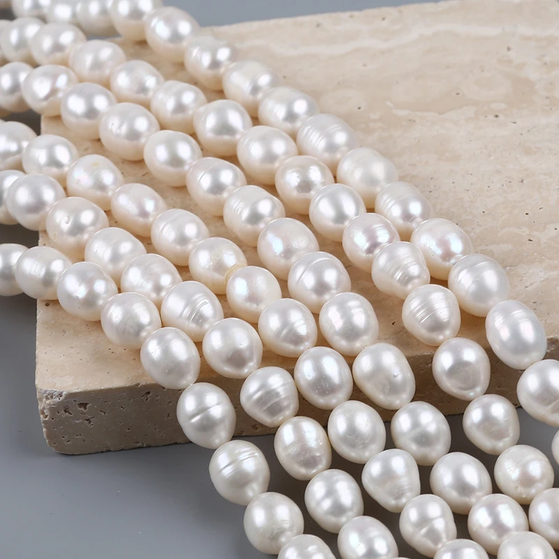 

10-11mm White Natural Freshwater Rice pearl beads in strand Wholesale