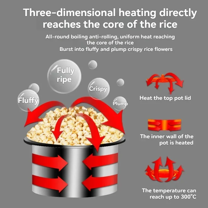 Commercial Popcorn Maker Household Non Stick Pot Corn Machine Fully Automatic Popcorn Kernel Maker for Cinemas and Restaurants