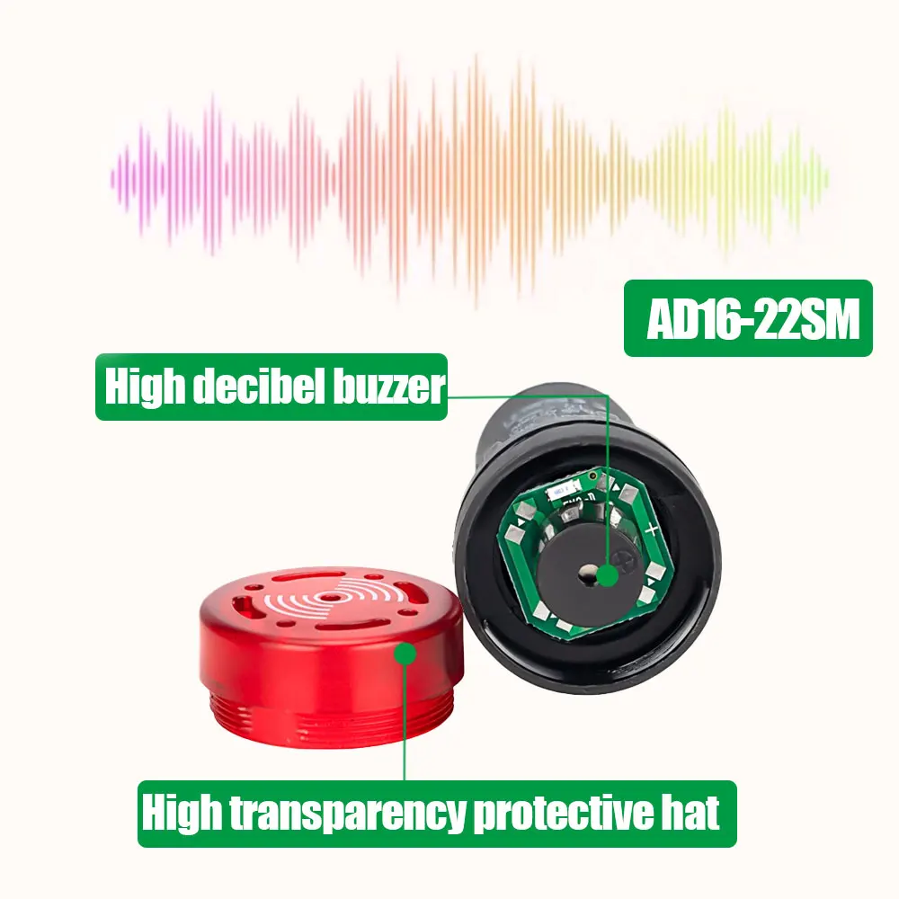 1pc Car AD16-22SM Mini Active Buzzer LED Indicator 12V 24V 220V High-decibel Flash Signal Light Beep Alarm Auto Accessories