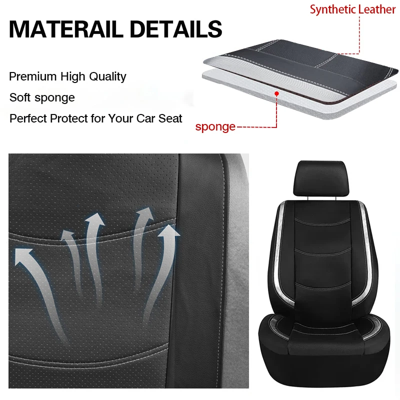 AUTO PLUS Car Seat Covers Artificial Leather With Bright PVC Sheet With 3 Zipper Car Accessories Interior Seat Cushion Protector