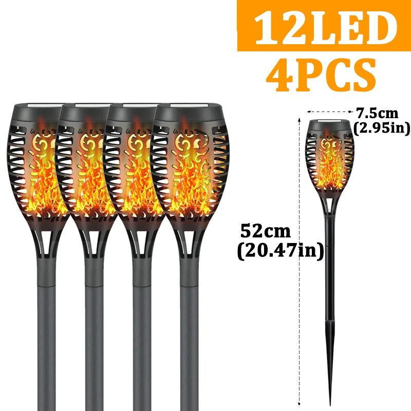 ZTree 100LED Solar Garden Decor Torch Light Flickering Flame IP65 Waterproof Black 5