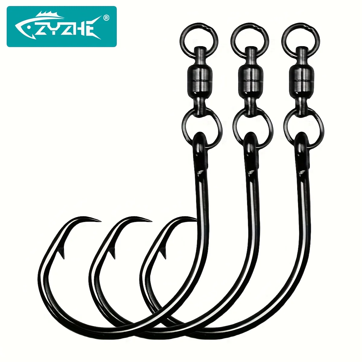 ZYZHE 3/6/9pcs Circle Hooks With Swivel Ring 6/0# 7/0# 8/0# 9/0# 10/0# Anti-tangling Sea Fishing Hooks Fishhook Swivel Tackle