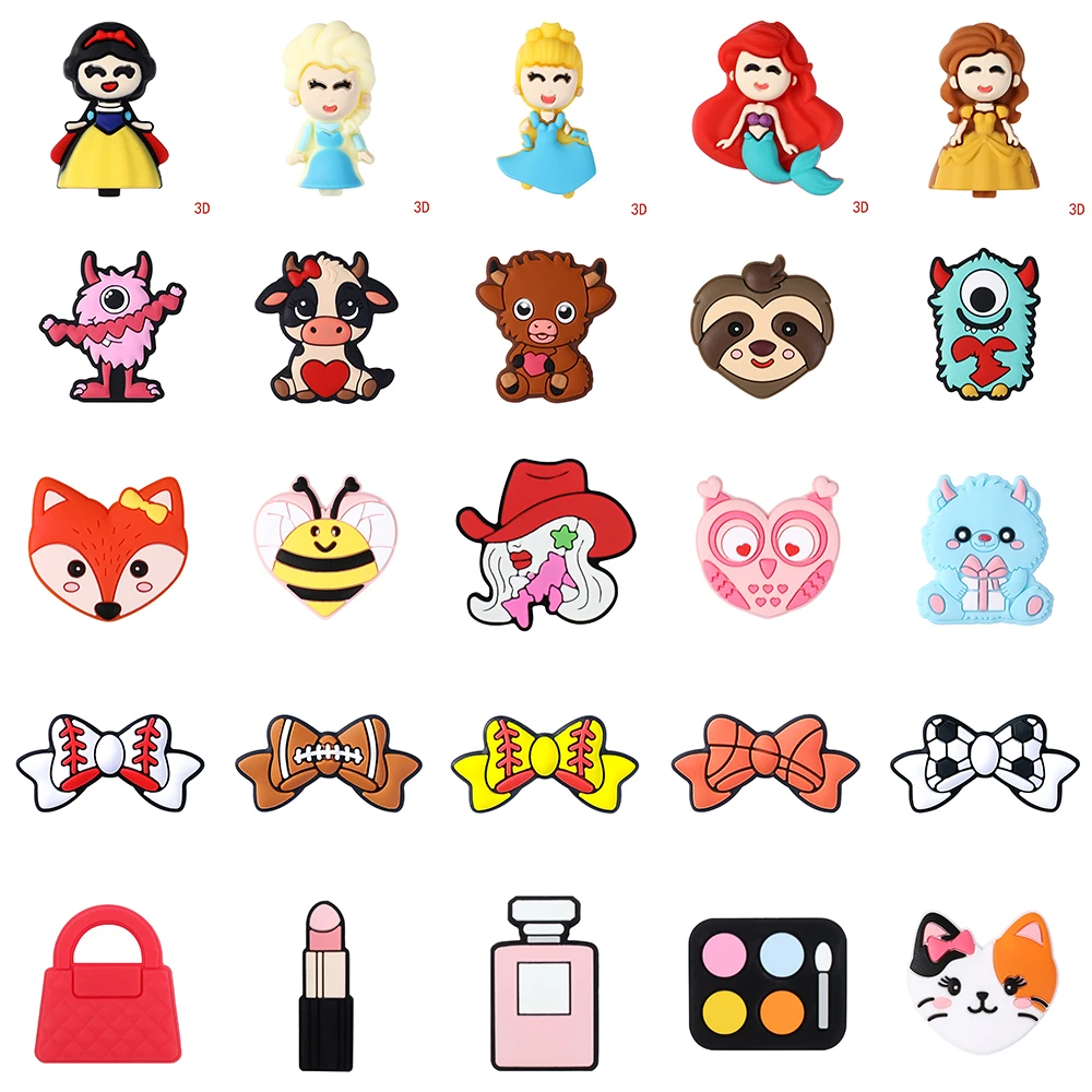 

5/10pcs Focal Silicone Beads Valentine's Day Cute Heart Princess Makeup Beads for DIY KeyChain Pen Decor Jewelry Accessories