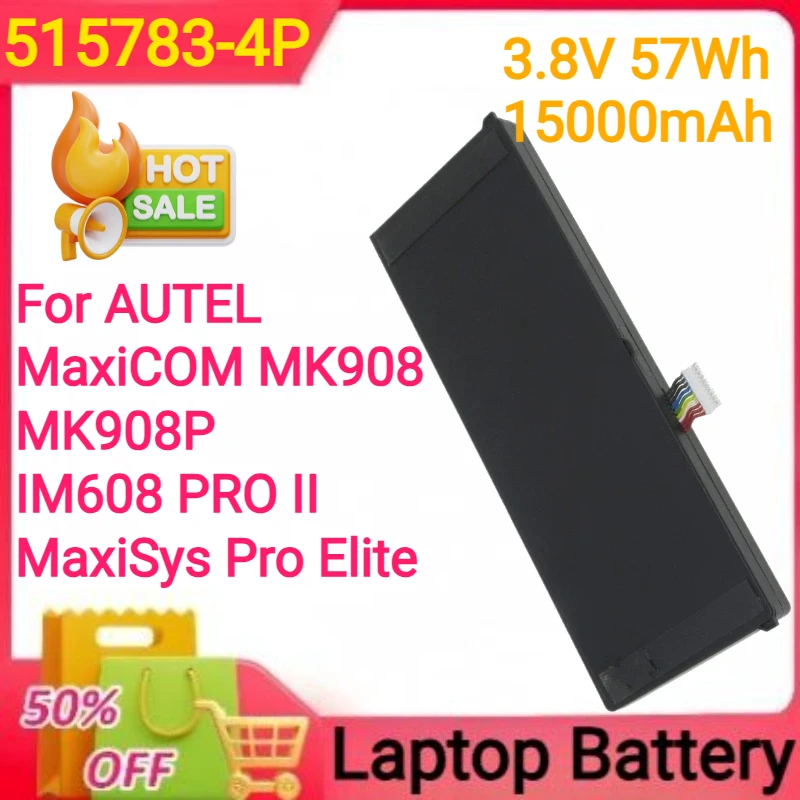 

New 3.8V 15000mAh 57Wh 515783-4P Battery for AUTEL MaxiCOM MK908 MK908P IM608 PRO II MaxiSys Pro Elite