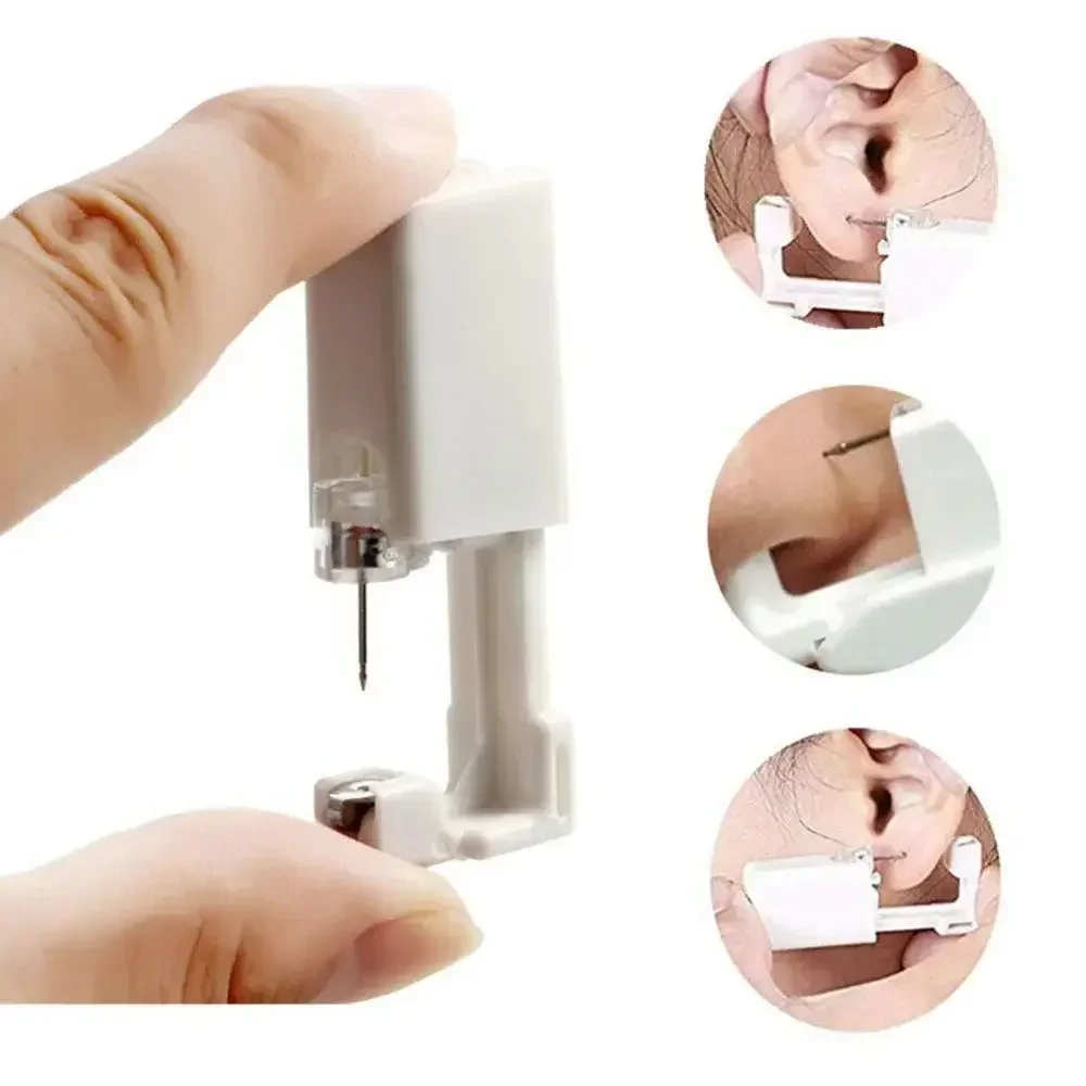1-100 Stück Sicherheits-Ohrlochstechgerät-Set für Frauen und Männer, Einweg-Ohrlochstechgerät aus weißem Kunststoff, sterile Ohrlochstechvorrichtung, einfache Schmuckstechwerkzeuge – Detail 4