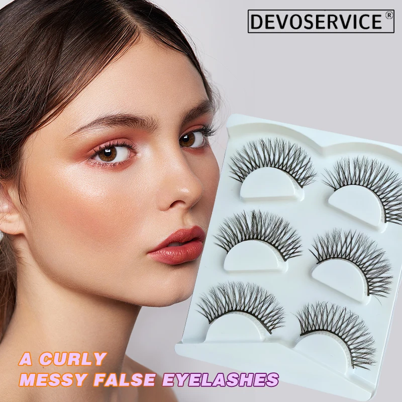 DEVOSERVICE-Faux-cils en vison 3D, 3 paires, naturels et longs, effet dramatique et moelleux