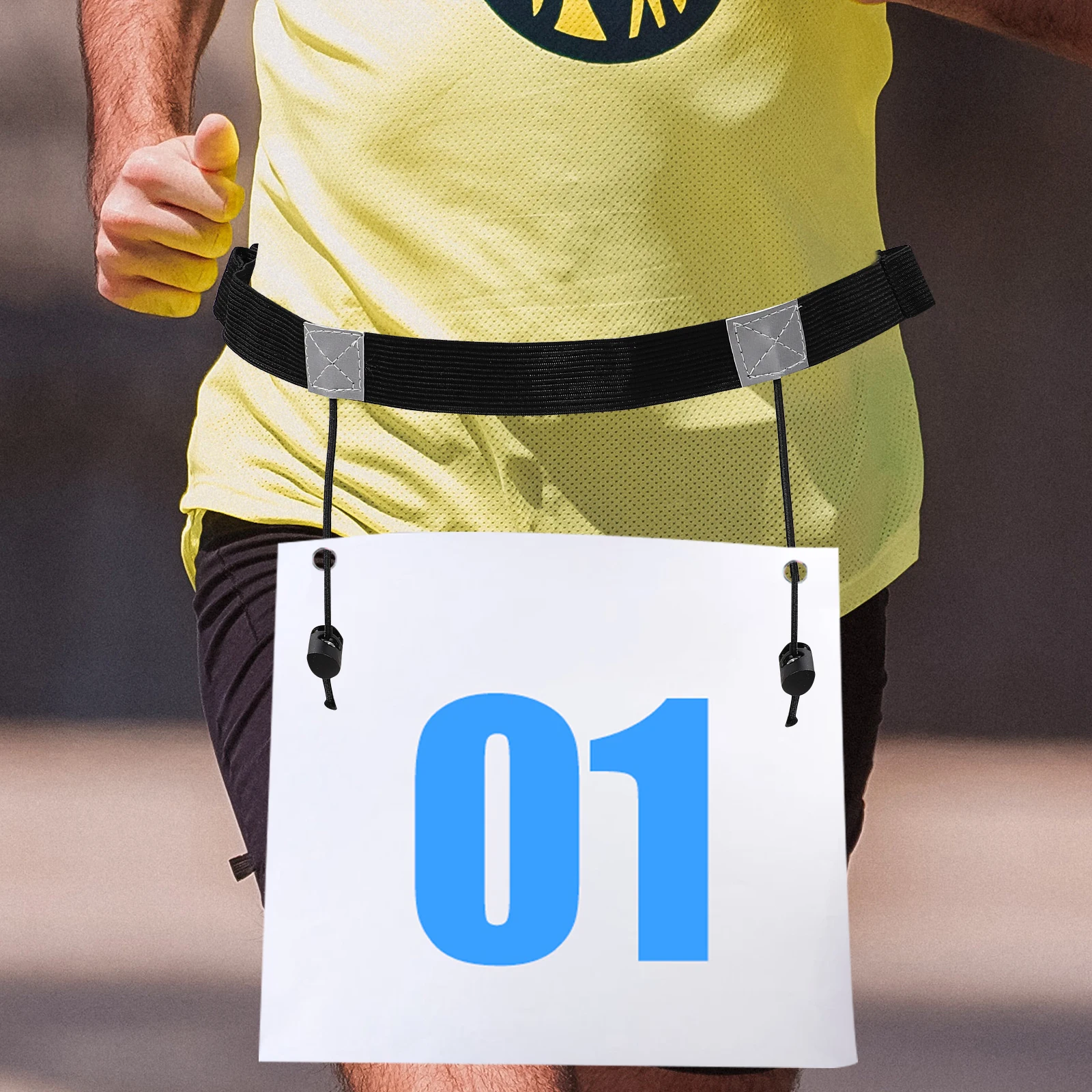 

2pcs Running Race Number Belt Adjustable Reflective Safety Gear For Lightweight Easy Carry Belt For Marathons