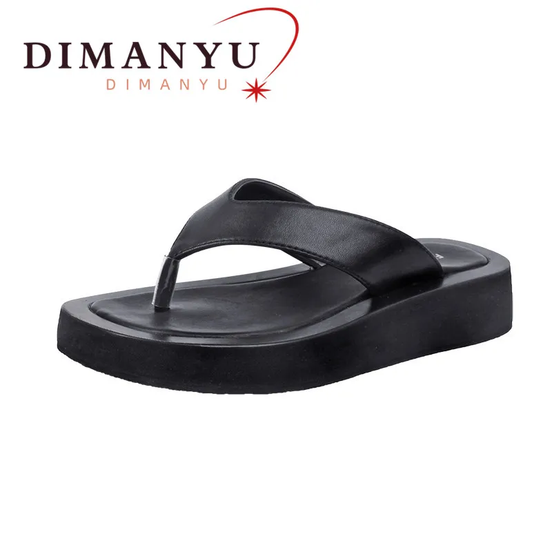 Women Flip-flops Slippers Outdoor Summer New Genuine Leather  Flip-flops Women Big Size 41 42 43 Trend Beach Slides Ladies