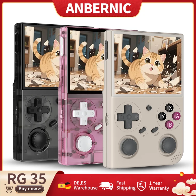 Anbernic RG 35, console portatile per videogiochi in stile retrò, con schermo IPS HD da 3,5 pollici, processore RK3326, sistema operativo Linux a 64 bit, audio ad alta fedeltà, batteria da 3200 mAh,