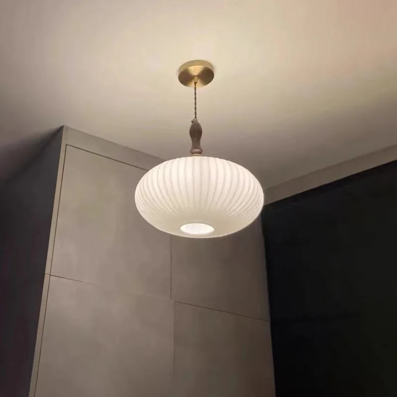 Japanese Retro Style Pendant Lights Glass Lampshade Hanging Lamps Study Room Bedroom Homestay Bedhead