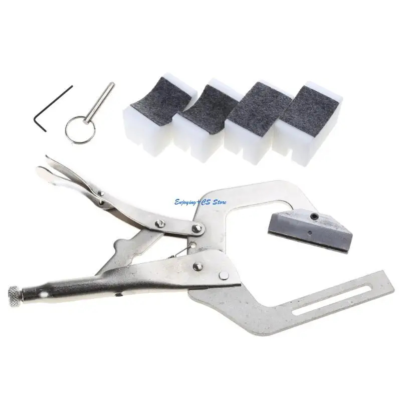 

Y51D Handheld Fret Press Set 4 Radiused Brass Inserts for amd 4 Padded Neck Support C