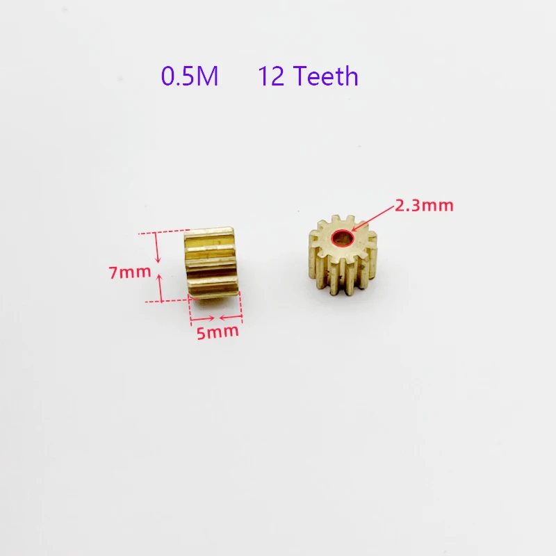 0.5M Modulus Motor Brass Gear 8/9/10/11/12/14/15/16 Teeth Metal Gear Fit 2mm 2.3mm 3mm 5mm Shaft for 130/380/555/775 motor