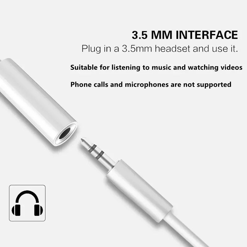 3.5 Mm Jack AUX Audio Cable Lightning Headphone Adapter for IPhone15 14 13 12 11 Pro Max Mini XS XR X 8 7 To 3.5mm Jack