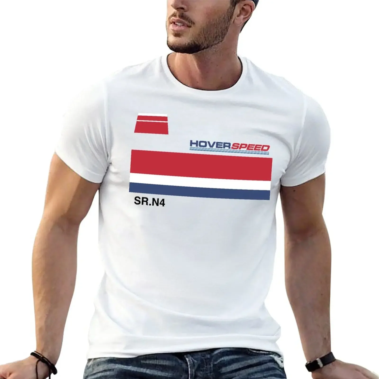 New Hovercraft Livery: Hoverspeed Red/White/Blue T-Shirt summer top quick-drying big and tall t shirts for men