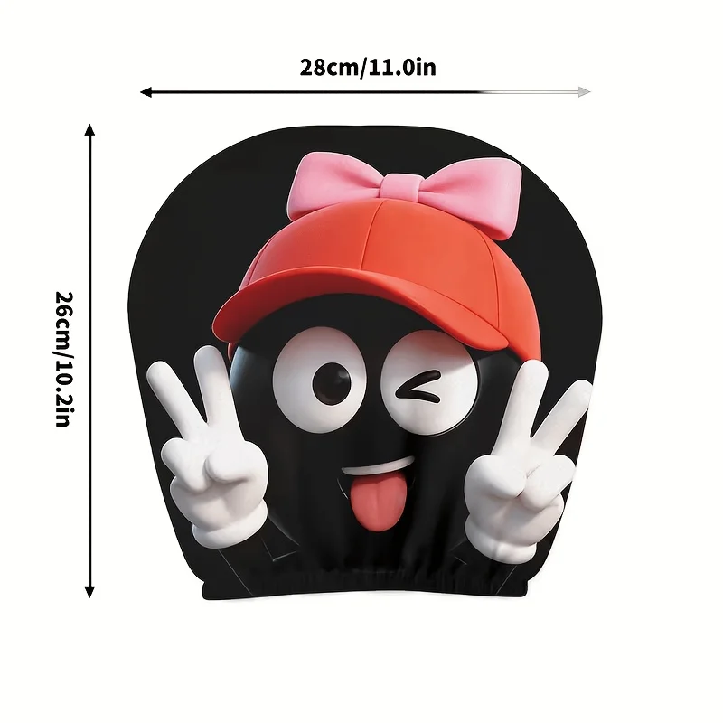 2 Sets Cute Cartoon Expression Car Headrest Cover Stretchable Snug Fit Universal Auto Interior Decoration Gift for Family Road