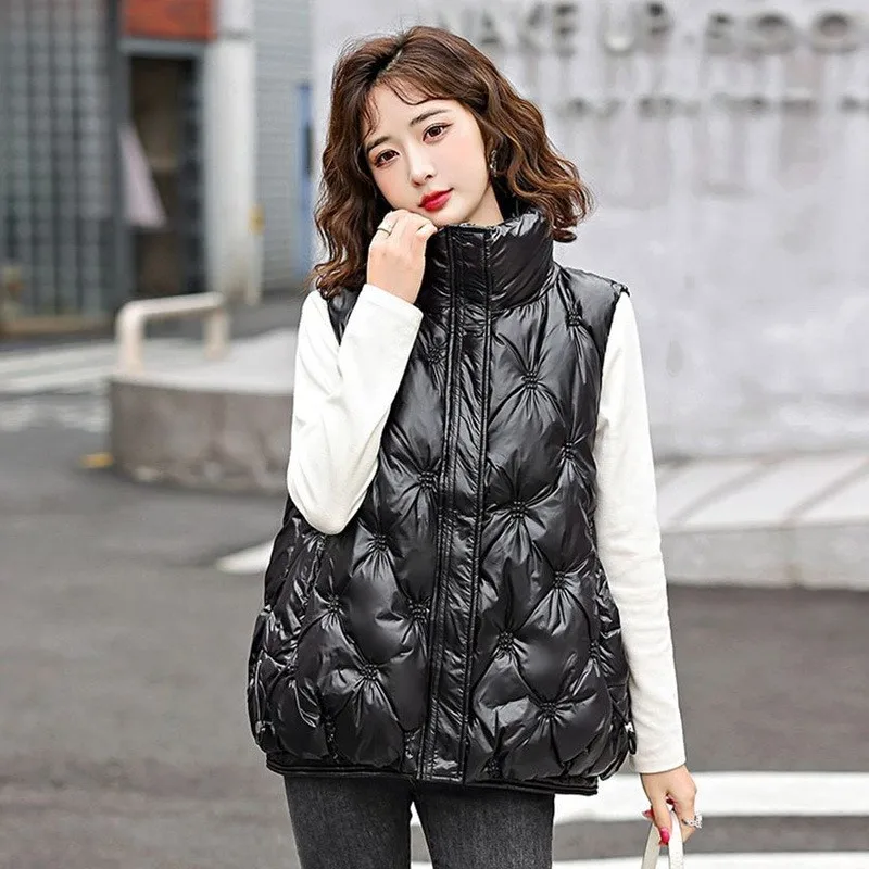 

Down Cotton Vest Female 2023 HOT New Autumn And Winter Korean Version Vest Bright Face Wash Foreign Fashion Vest Coat