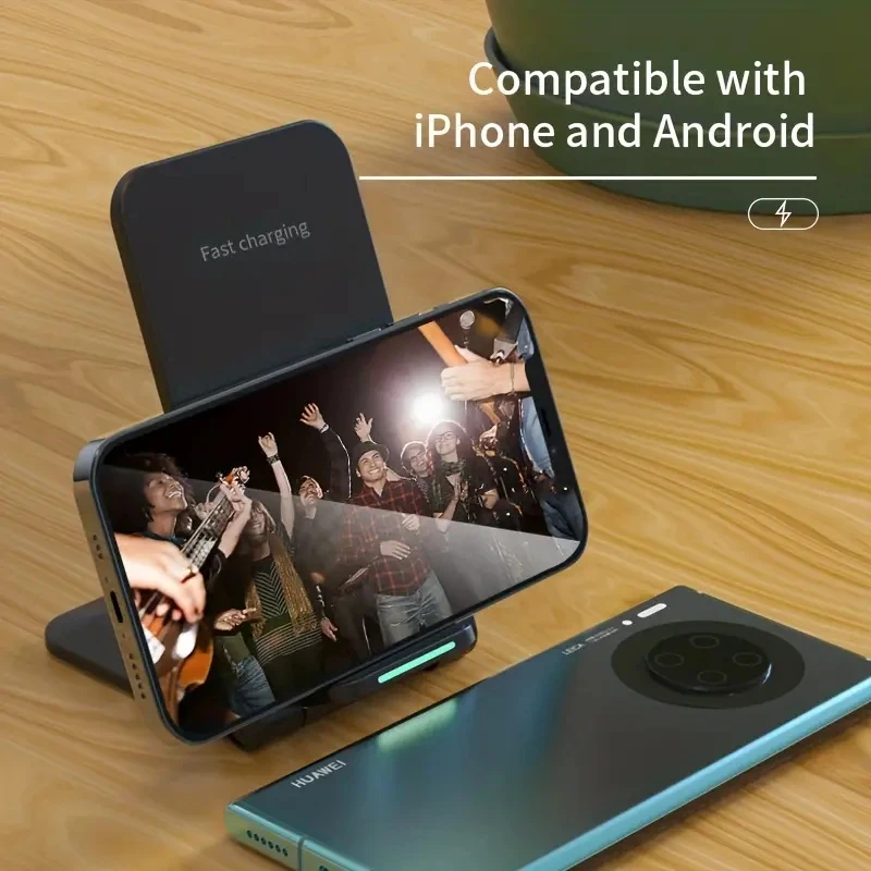 Foldable Wireless Charger Stand Pad Fast Charging For iPhone 15 14 13 12 11 XS XR Samsung S21 S20 S8 Huawei Qucik Charger image 3
