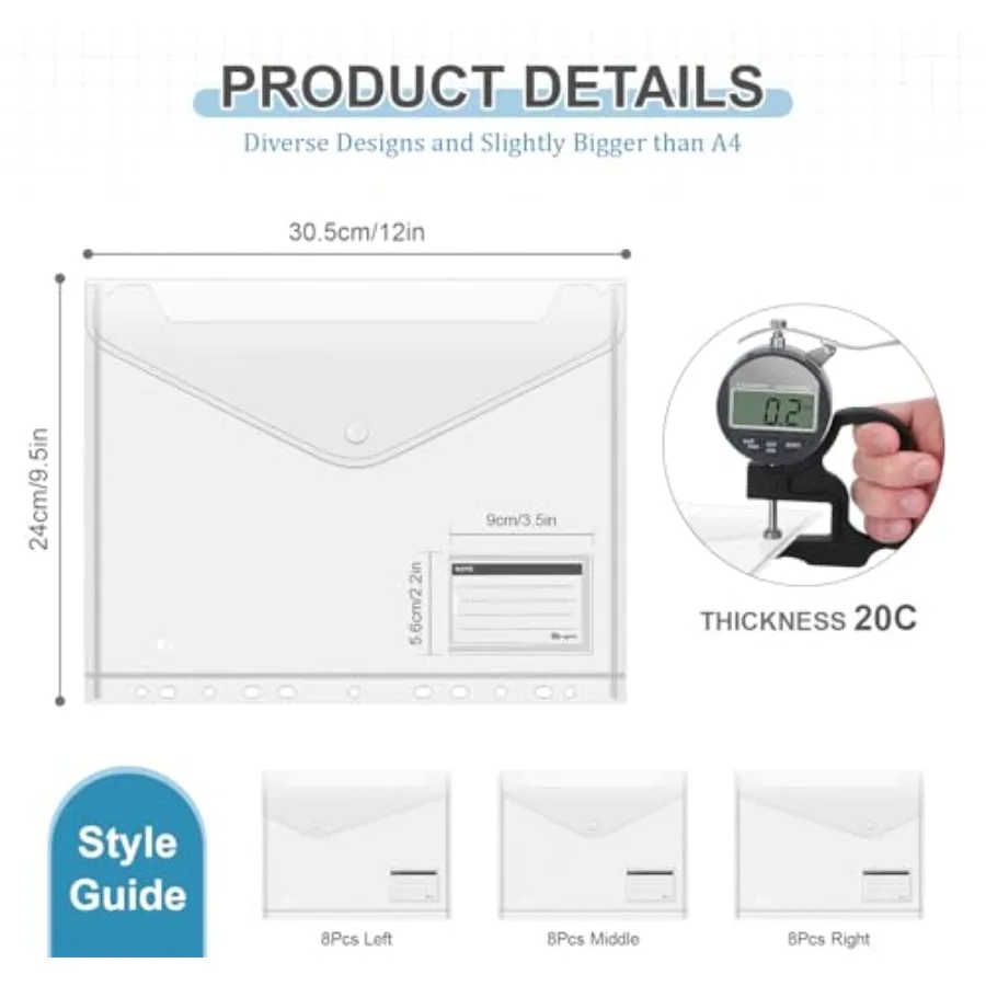 المجلدات البلاستيكية A424 قطعة محافظ بلاستيكية لتوفير مساحة A4 مع 3 أوضاع Sp أوعية شفافة محفورة A4 مع وعاء ملصق 11 ملزمة